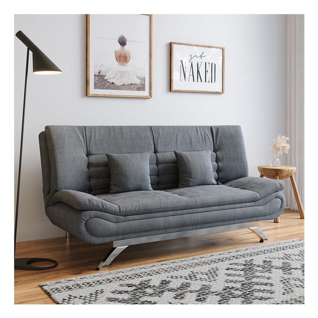 INMOZATA Linen sofa bed double 188cm bed settees double 3 seater click clack sofa bed
