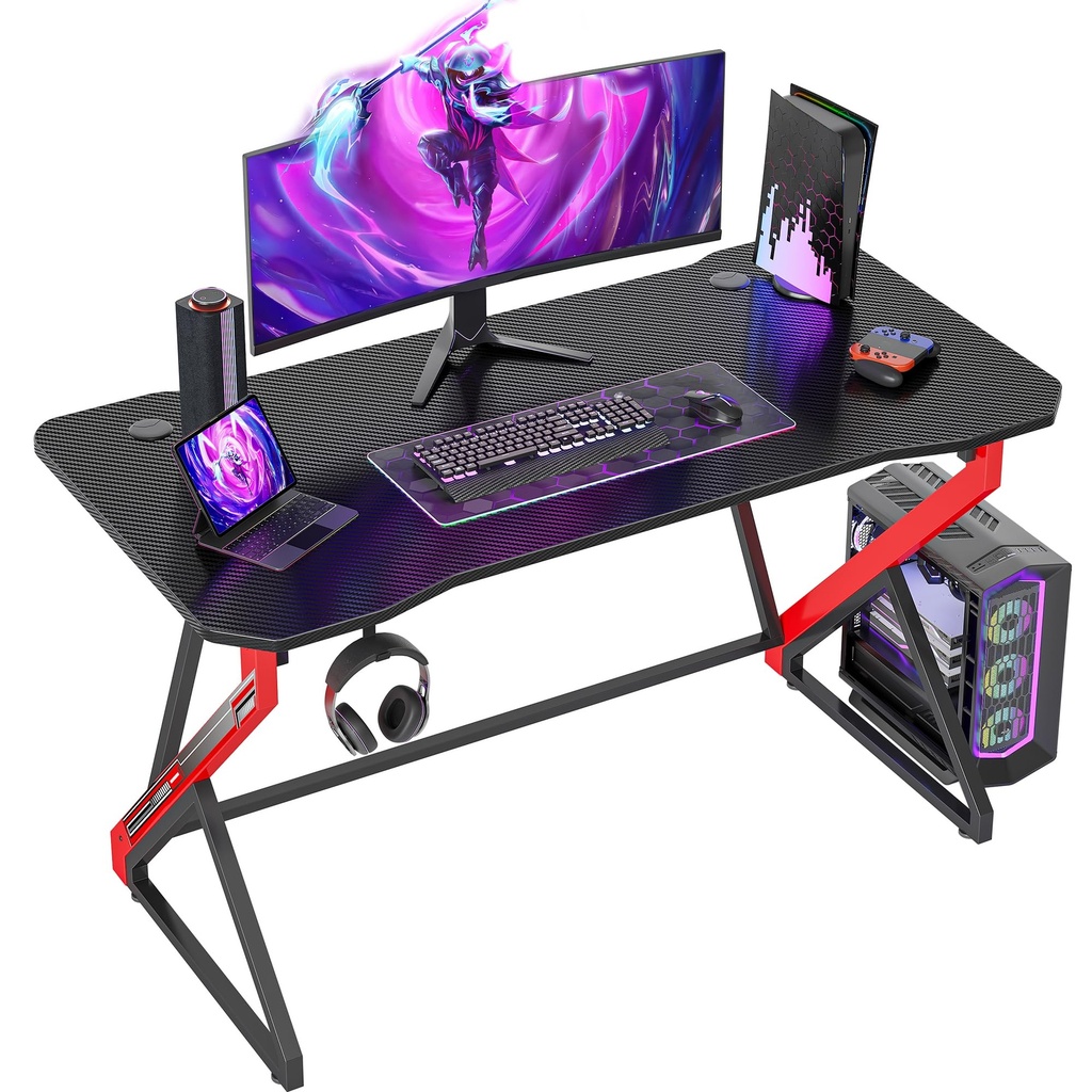 BEXEVUE Gaming Desk - 120 cm Ergonomic Computer Desk Esport Gamer Table, Carbon Fiber