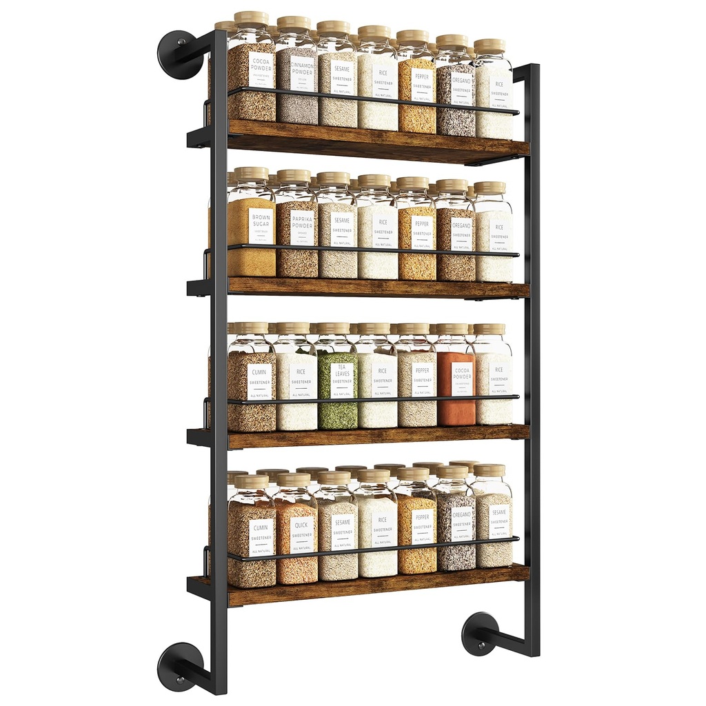 IBUYKE Spice Rack Wall Mount,4 Tier Hanging Seasoning Organizer,Large Spice Rack for Wall f