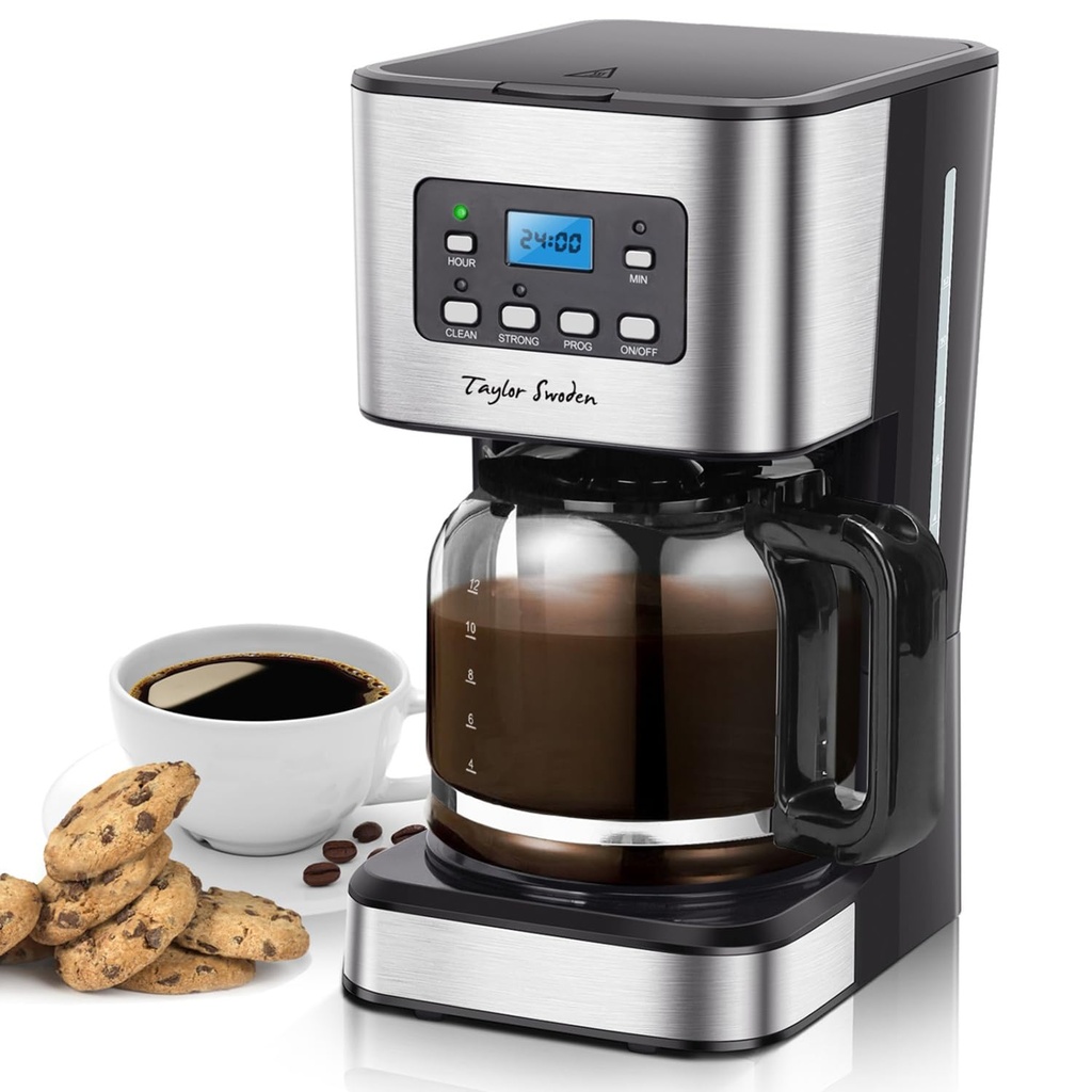 Taylor Swoden Filter Coffee Machine, Drip Coffee Maker with Programmable 24hr Timer, Keep W