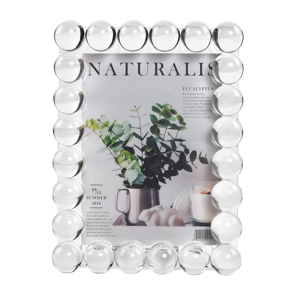 DONOUCLS Bubble Crystal Picture Frame 5" x 7", with 24 Clear Balls, Premium Standing Photo