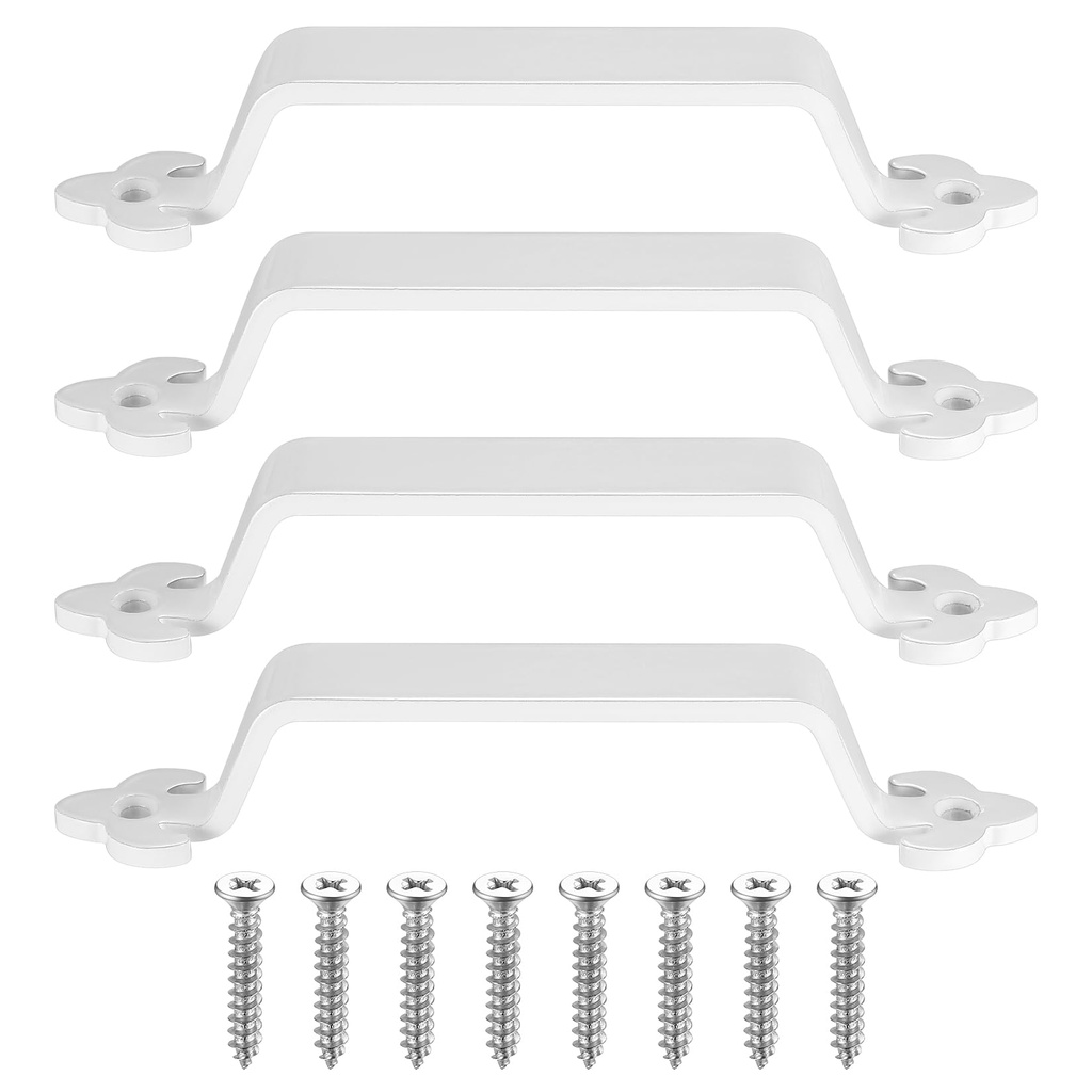 4 White Door Handles - Cast Iron Bows Retro D Handles for Wooden Gates - 21.5cm/8.26 Inch