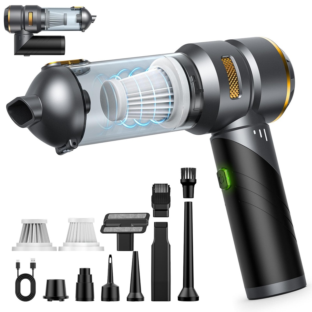 Handheld Vacuum Cleaner, 25000Pa Foldable Car Vacuum Cleaner Cordless, Powerful Rechargeable