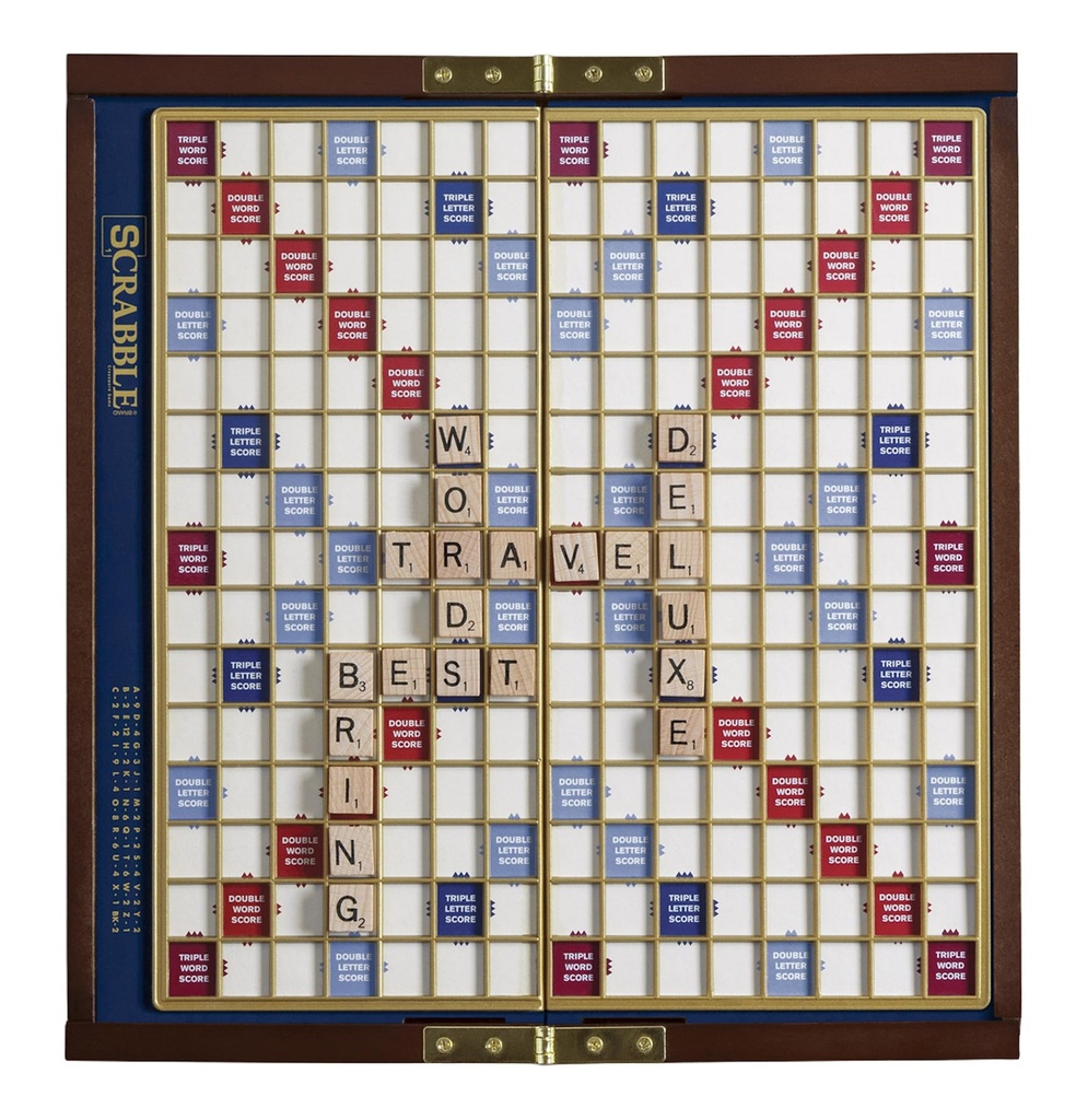 WS Game Company Scrabble Deluxe Travel Edition - Word Game, Alphabet Theme, 2-4 Players