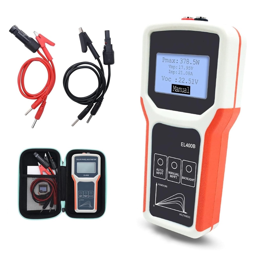 DEWIN Solar Panel Tester, LCD Backlight Display Photovoltaic Panel Multimeter Solar Panel