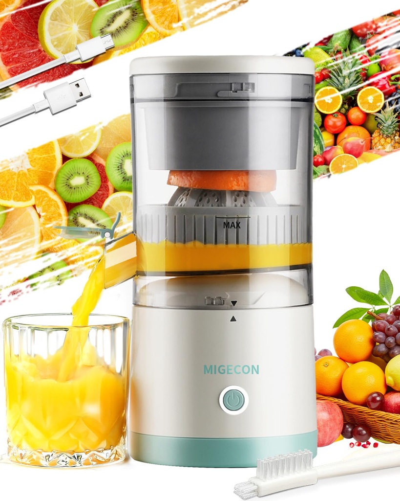 MIGECON Electric Citrus Juicer, Orange Juicer, Portable Rechargeable Juicer Machine