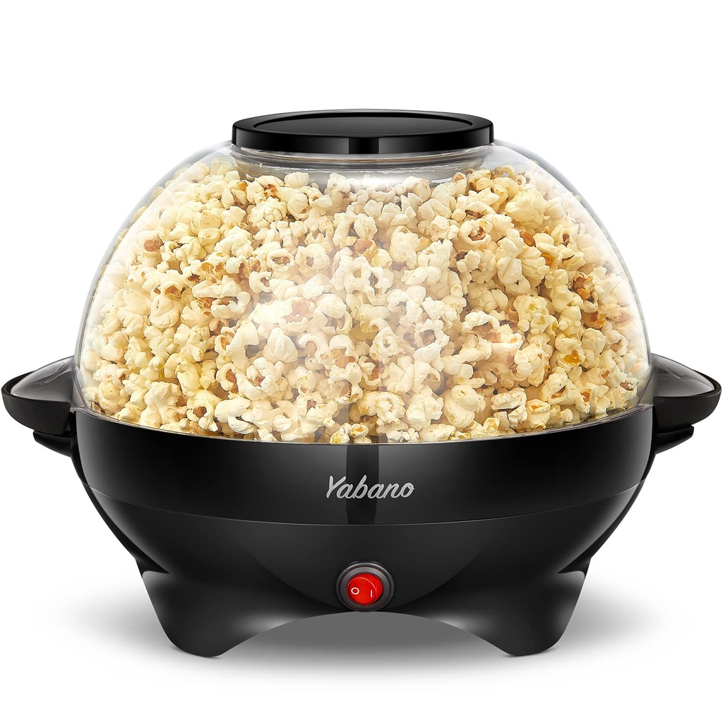 Yabano Popcorn Maker Machine, 5L Popcorn Popper, Nonstick Plate, Electric Stirring