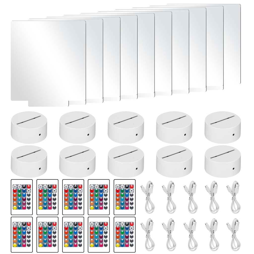 ONEVER 16 Colors 3D Night LED Lamp with Remote and Touch Control, DIY Acrylic Base