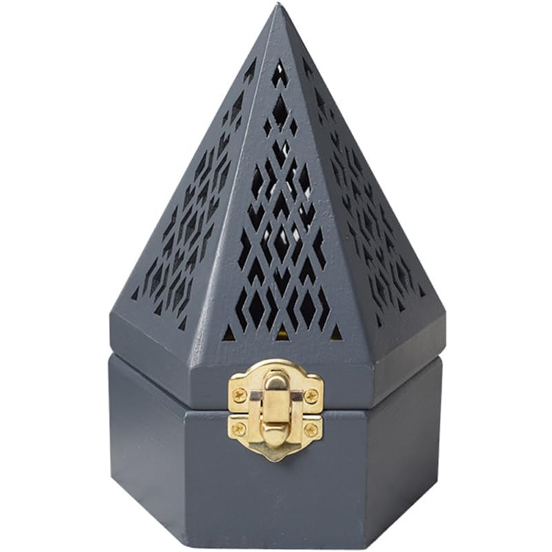 Cabilock Wooden Aromatherapy Box with Pyramid Incense Cone Holder and Storage Classic Incen