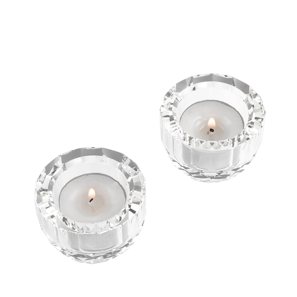 DONOUCLS Crystal Tealight Candle Holders, Faceted Candelabra, Home Decor Gift Set, Wedding