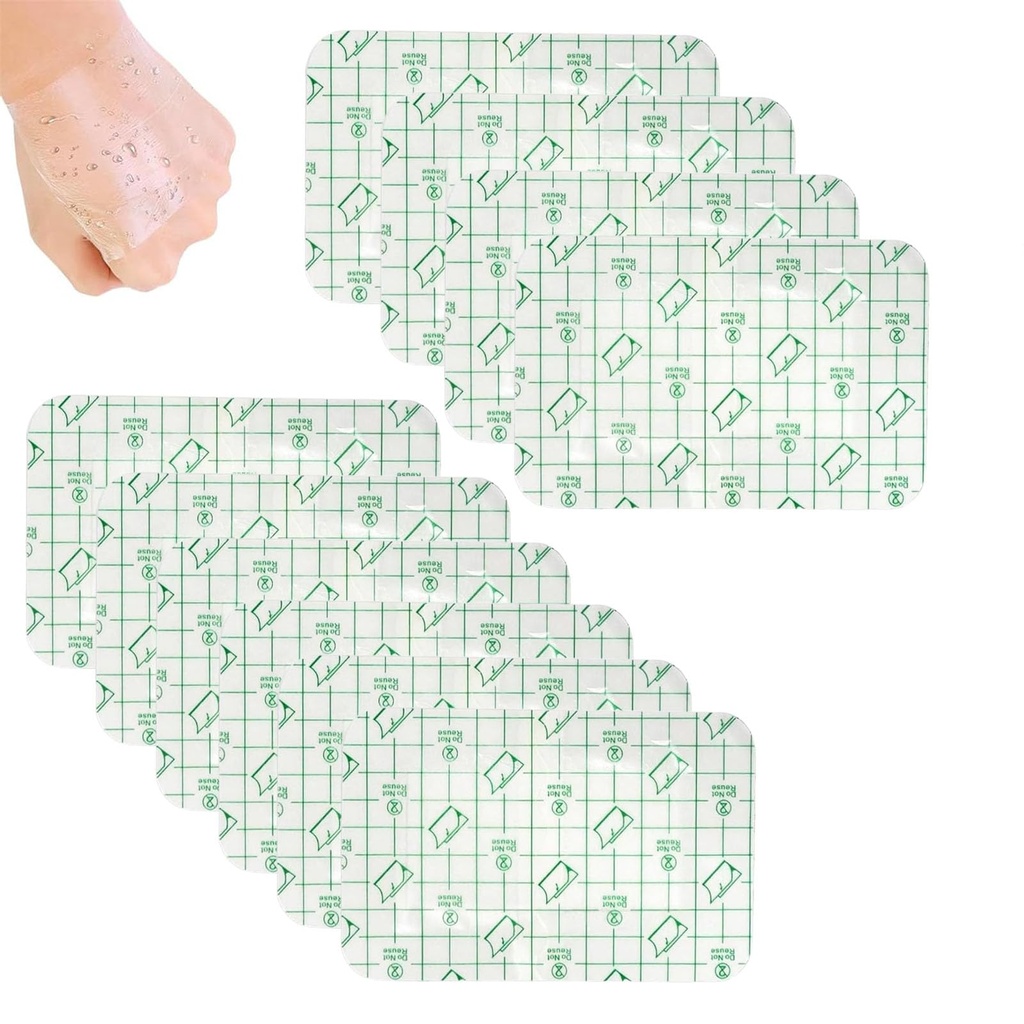 dinghaole 10 Pcs Waterproof Bandage, Clear Adhesive Skin Covers, Second Skin Healing Protec