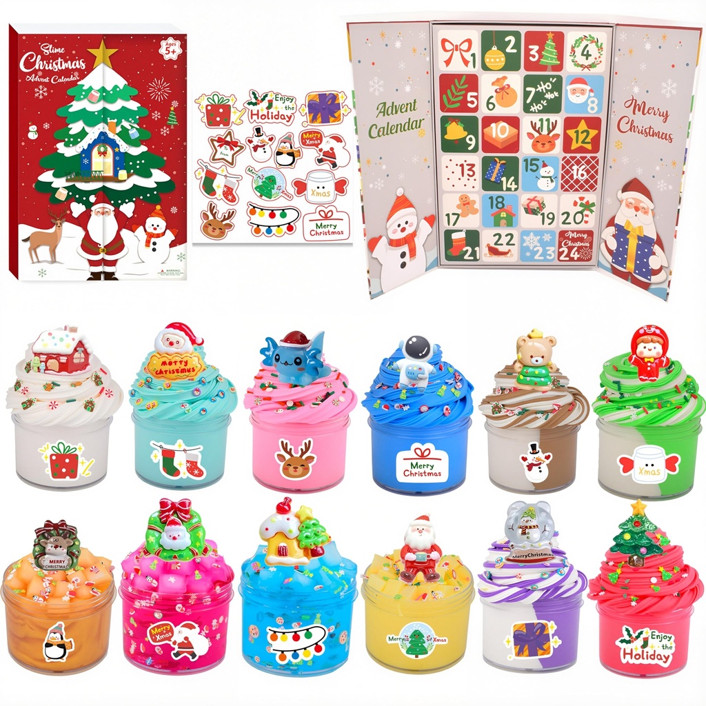 Christmas Mystery Box Slime Set - Xmas Countdown Calendars 24 for Kids Advent Calendar
