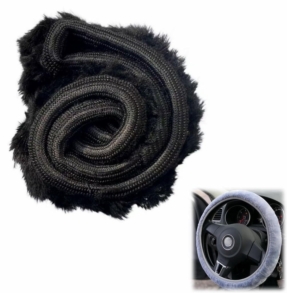 Car Steering Wheel Cover, Fluffy Plush Steering Wheel Cover, 36-39 cm, Anti-slip, Warm Plus