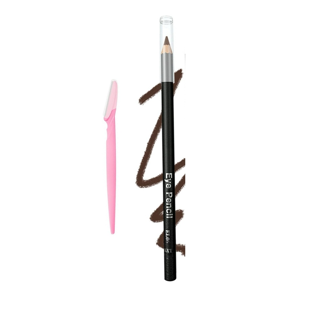 Eyebrow Pencil & Razor Set Ã¢Â€Â“ Brown, 1 Brow Pencil + 1 Eyebrow Razor, Sharpenable Woode