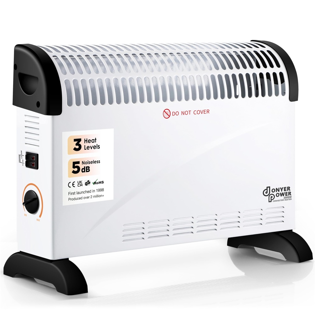 DONYER POWER Convector Radiator Heater 2000W Room Heating with Adjustable Thermostat