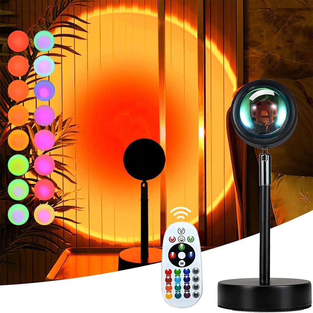 Mydethun 16 Colors Sunset Lamp Projector - 360 Degree Rotation, Remote Control, Romantic LED