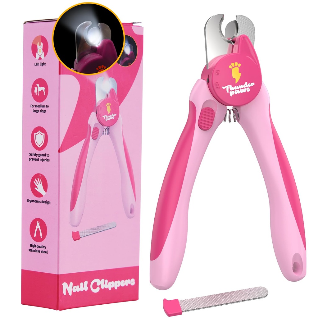 Thunderpaws LED Dog Nail Clippers with Light, Trimmers with Protective Guard, Quick Sensor,