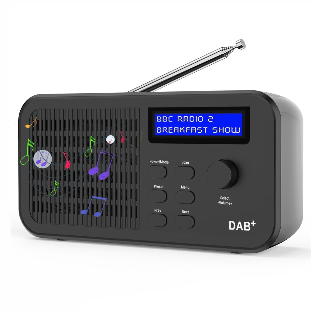 OiDiPi Portable DAB Radios, DAB+ FM Radio, Digital Radios, USB Rechargeable Battery Powered