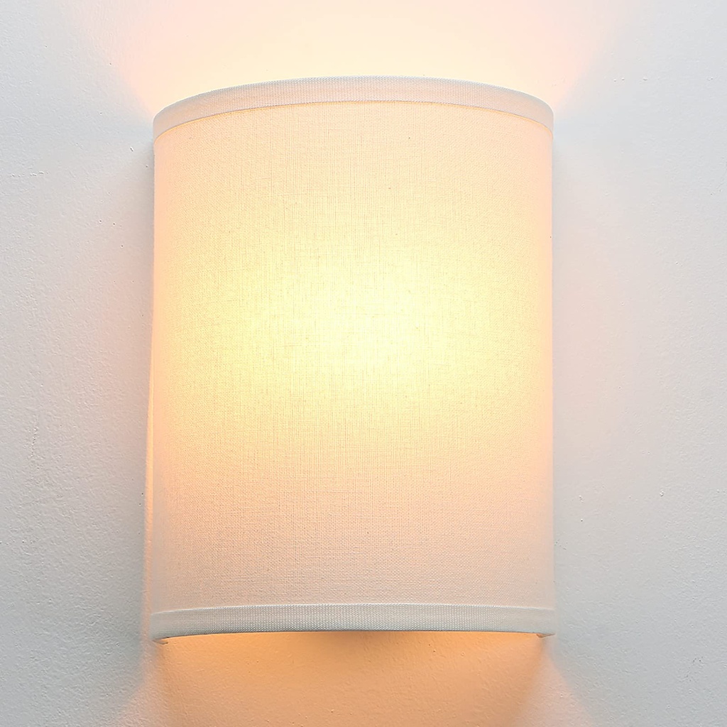 JIMUBEAM Industrial Sconce Wall Light White Fabric Decor, Vintage Night Light Wall Lamp Fixture