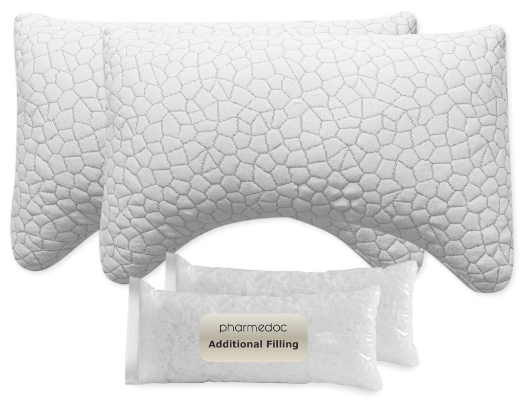 PharMeDoc Adjustable Shredded Memory Foam Pillow - Neck Pillow, Orthopedic & Ergonomic
