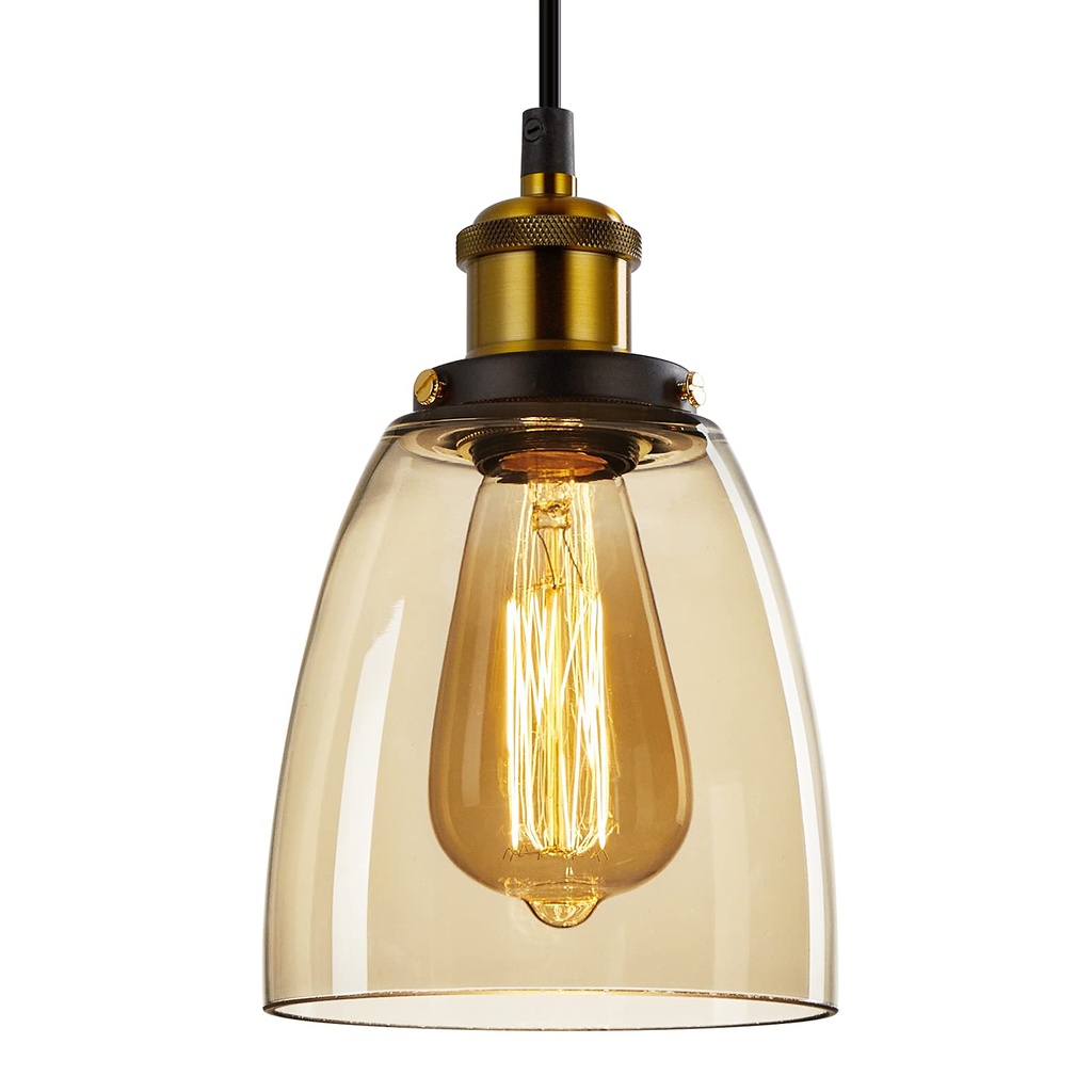 FORCOSO Vintage Glass Pendant Lights - ÃƒÂ¸14cm Pendant Lighting Ceiling with Glass Lampshade