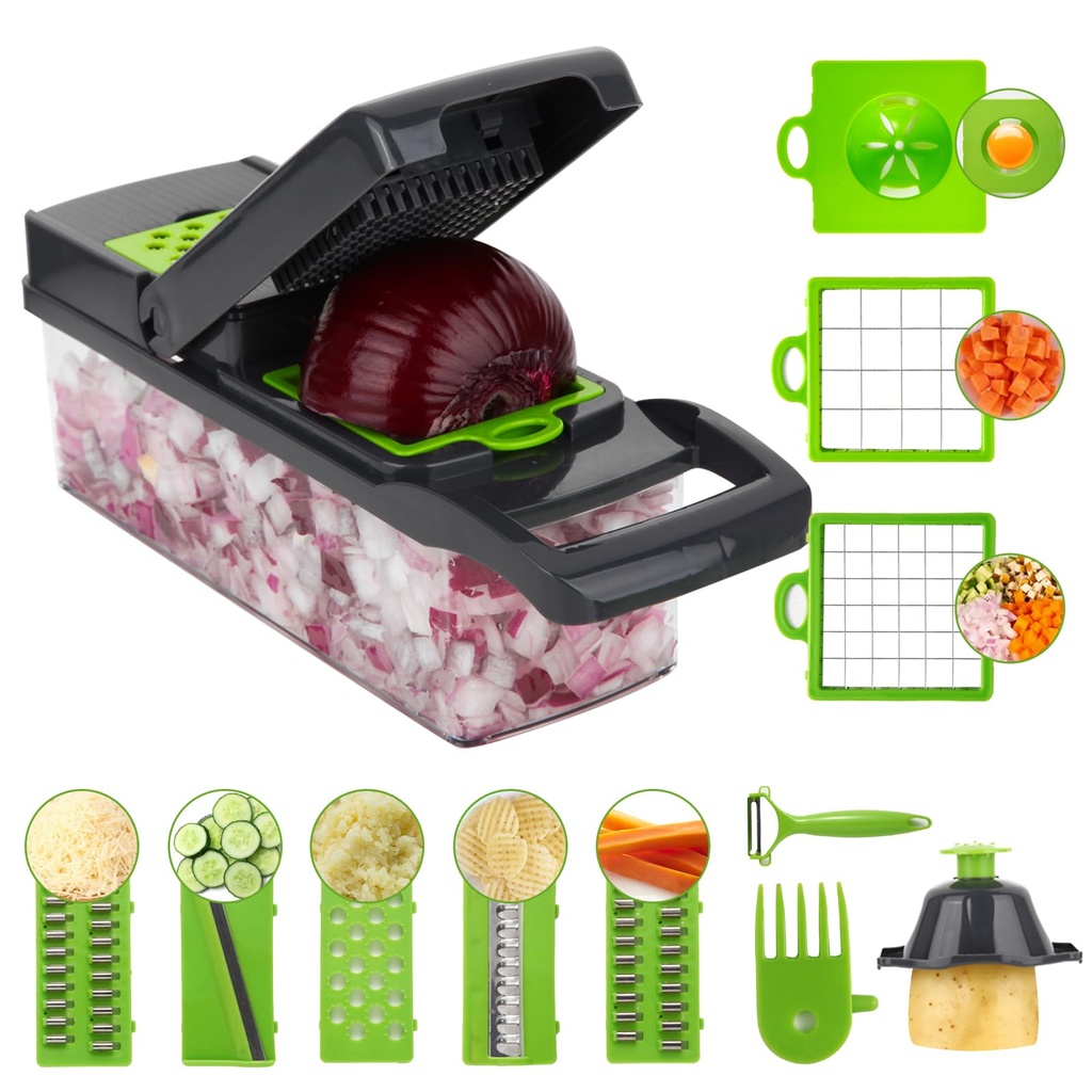 WVacFre Vegetable Chopper, Pro Onion Chopper, Multifunctional 14 in 1 Food Chopper, Kitchen