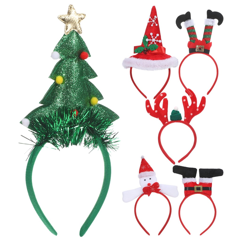 UKCOCO 12 Pcs Christmas Headband Set: Reindeer Antler Hair Hoops - Festive Holiday Headwear
