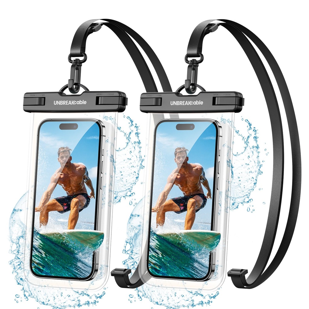 UNBREAKcable Waterproof Phone Pouch 2 Pack, IPX8 Waterproof Phone Case Dry Bag for Swimming