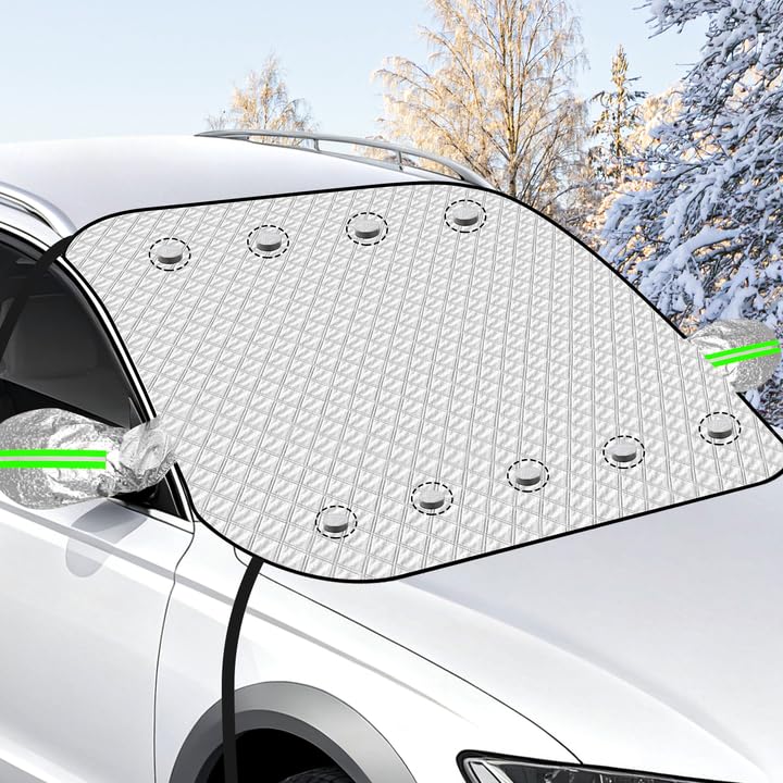 Newthinking Car Windscreen Cover, 9 Magnet and 4 Fixing Straps, Ultra-Thick Magnetic Windsc