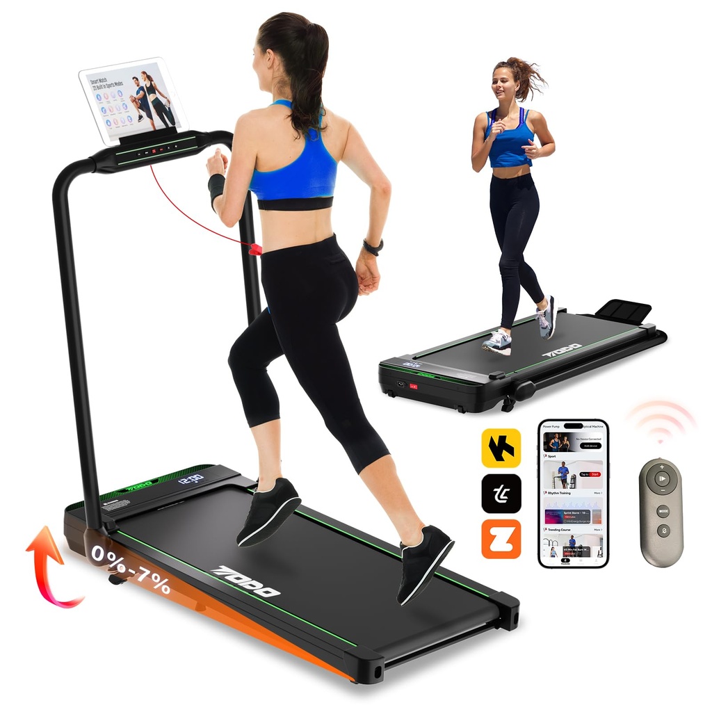 TODO Walking Pad with Incline and App, 3 In 1 Folding Treadmill for Home and Office, 1-12KM