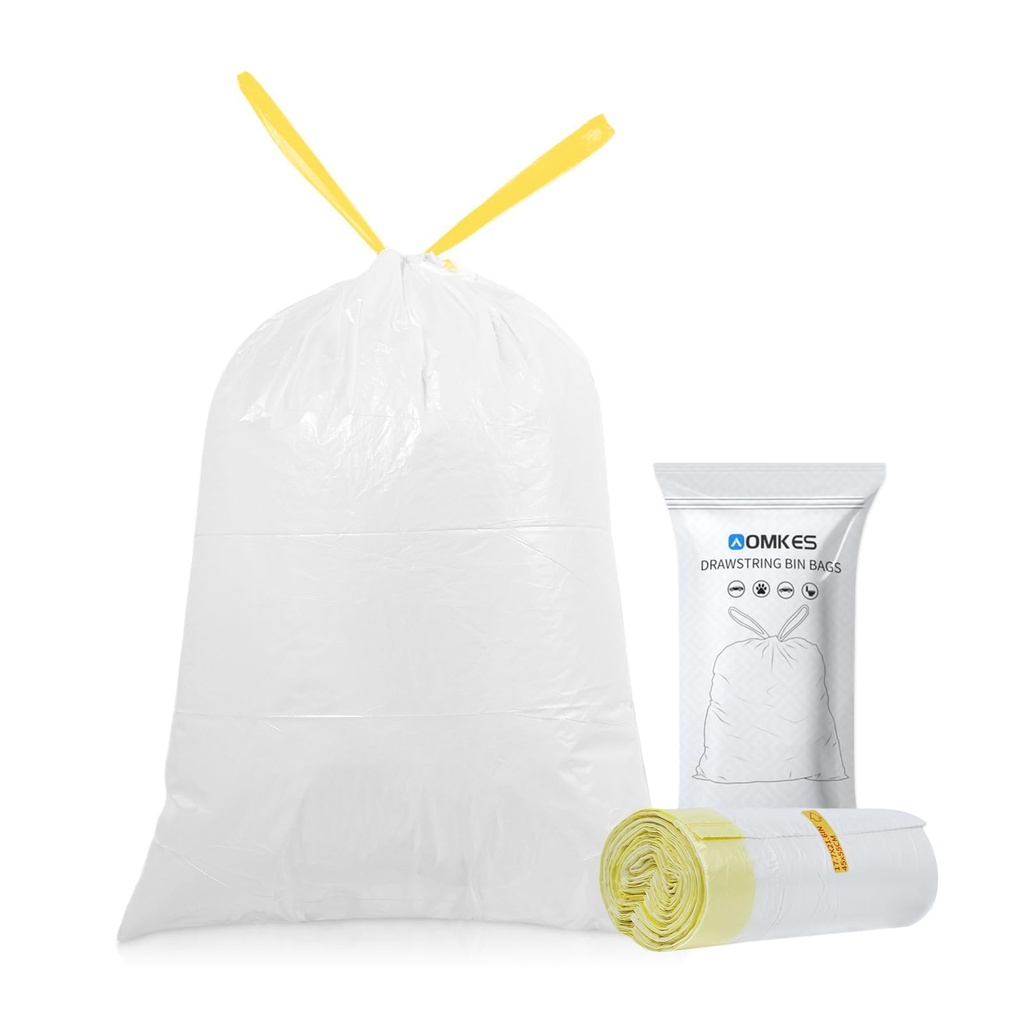 AOMKES 20L Bin Liners Ã¢Â€Â“ Small Drawstring Pedal Bin Bags, 18L Trash Bags for Bathroom,