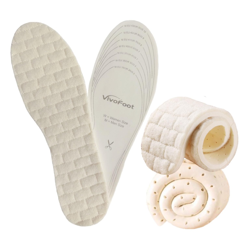 VivoFoot 2 Pairs Kids Insoles for Winter, Free-Cut Warm Wool Inserts for Kids Shoes & Boots