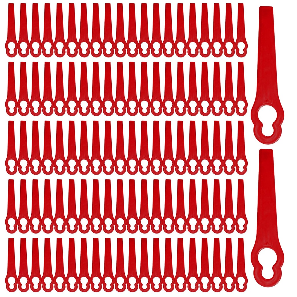 FUIPVGI 100 Pcs Replacement Plastic Blades, Red Plastic Grass Trimmer Blades, 83 mm Lawn Mo
