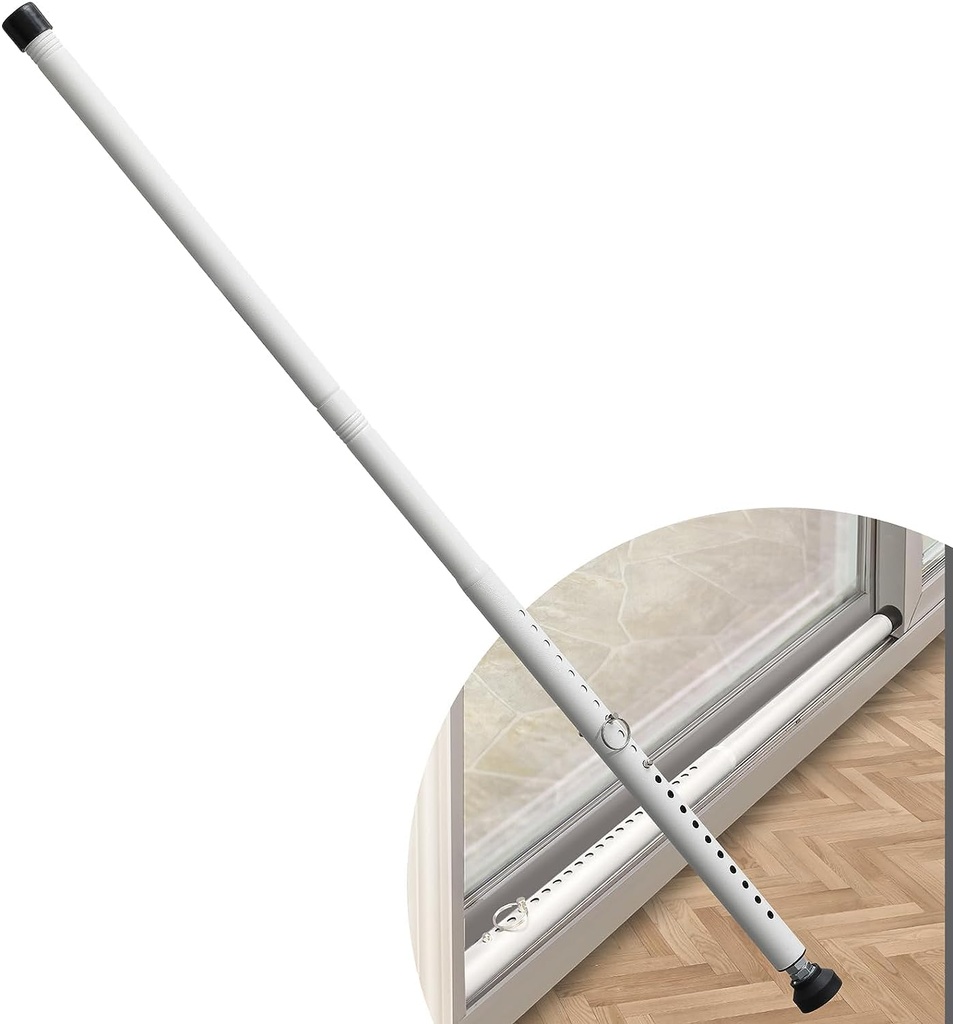 Sliding Door Security Bar, 44-128 cm Adjustable Locking Window Safety Bar with Rubber Tips,
