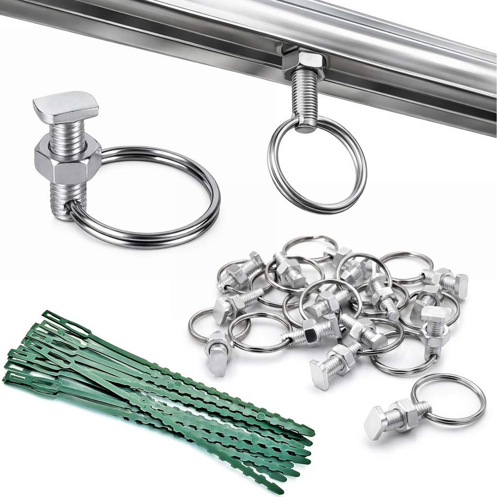 15 Pack Greenhouse Bolts & Nuts, Aluminium Cropped Head Greenhouse Nuts and Bolts with Ring