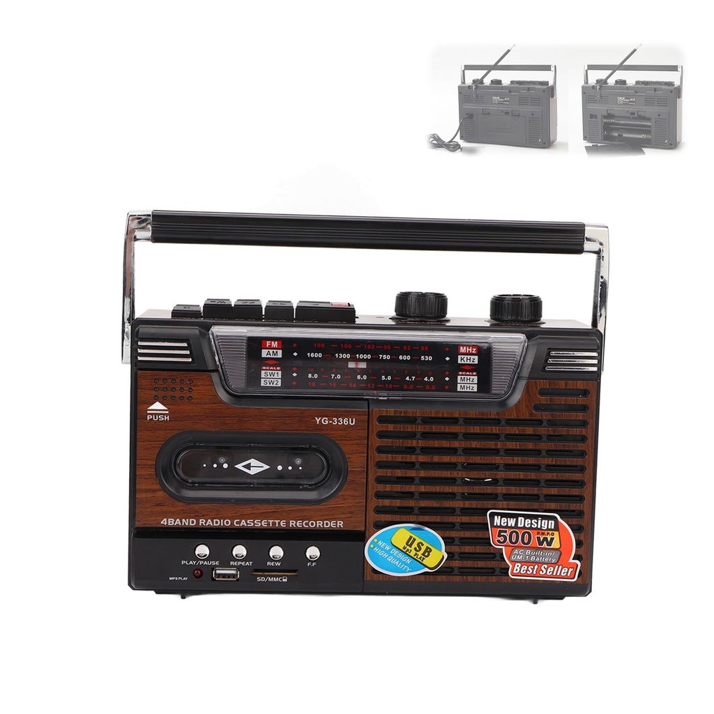 Cassette Player, Retro Boombox Cassette Player AM/FM/SW1/SW2 Radio Portable Recording Boomb