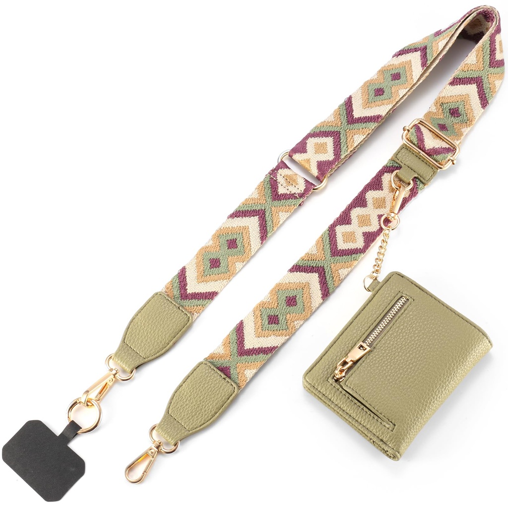 Diaclara Clip and Go Phone Strap with Zipper Pouch- Stylish Crossbody Adjustable Chain Lany