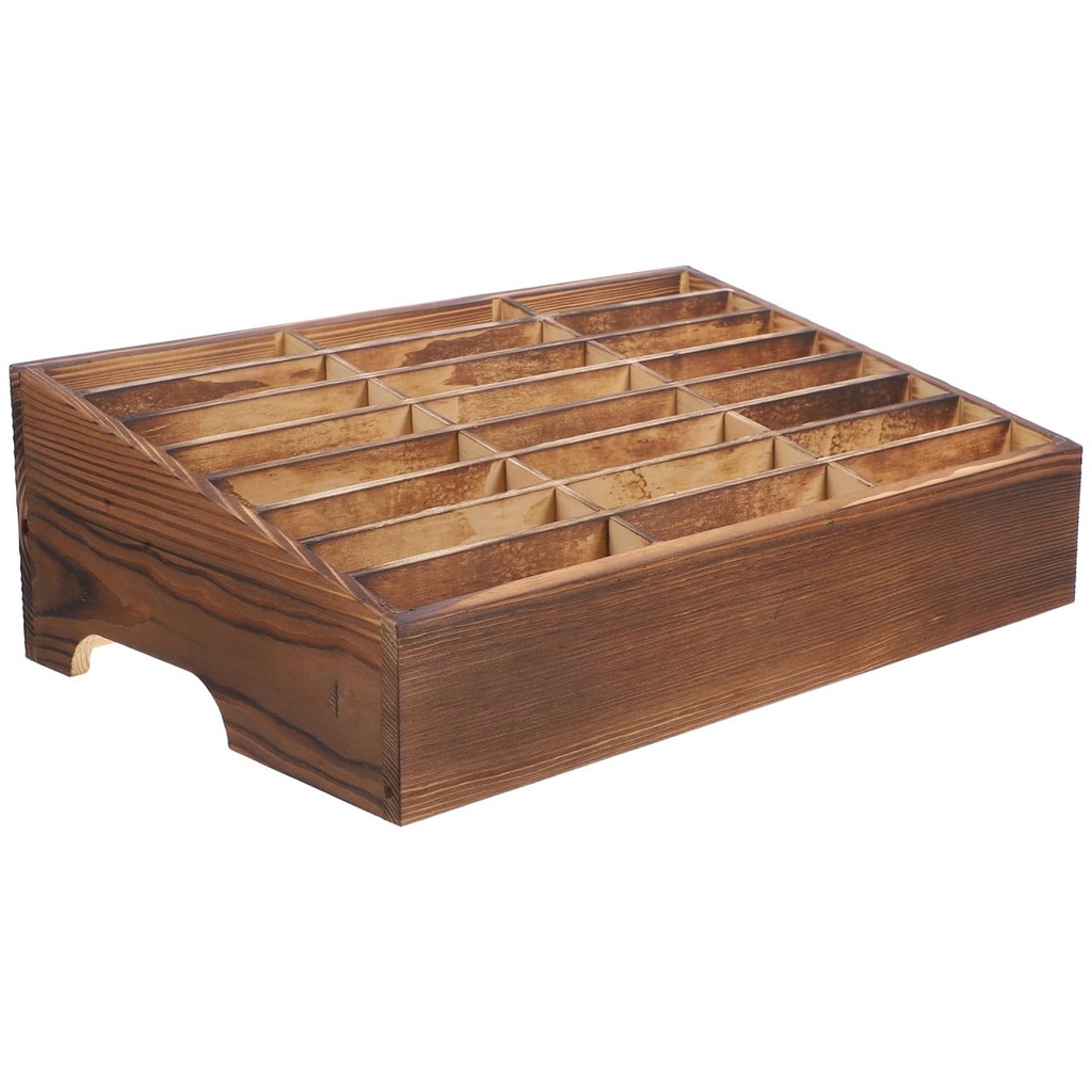 Housoutil Wooden Mobile Phone Storage Box with 24 Compartments Desktop Cell Phone Holder Or