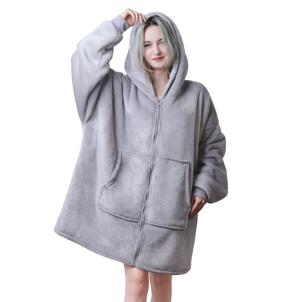 Queenshin Christmas Owl Wearable Blanket Hoodie,Oversized Sherpa Comfy Fluffy Sweatshirt Gi