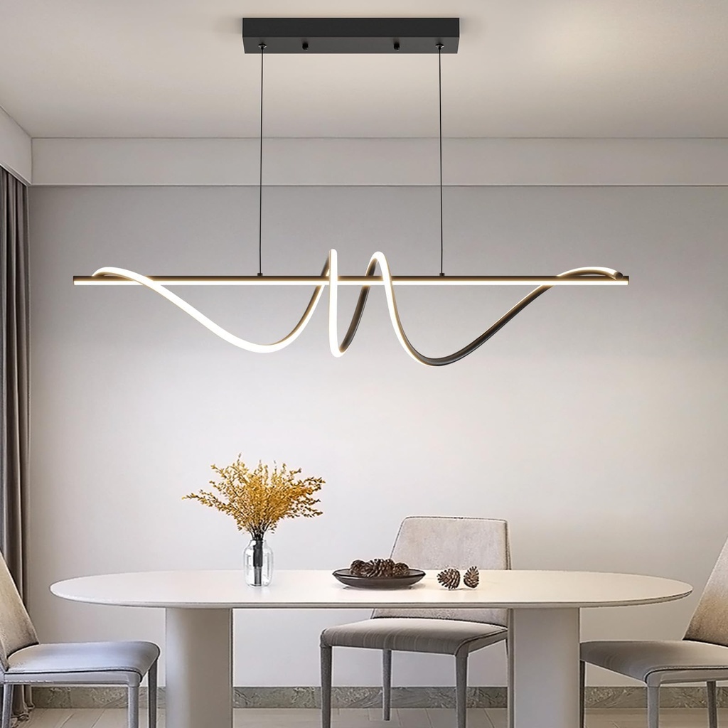 Mikeru 120CM Modern Linear Pendant 10%-100% Dimmable with 1.5M Height Adjustable Linear Chandelier