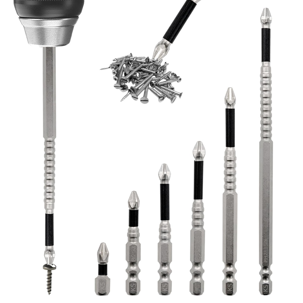 6PCS High Magnetic Impact Driver Bits, Anti-Slip Impact Bits Screwdriver Bits for Impact Dr