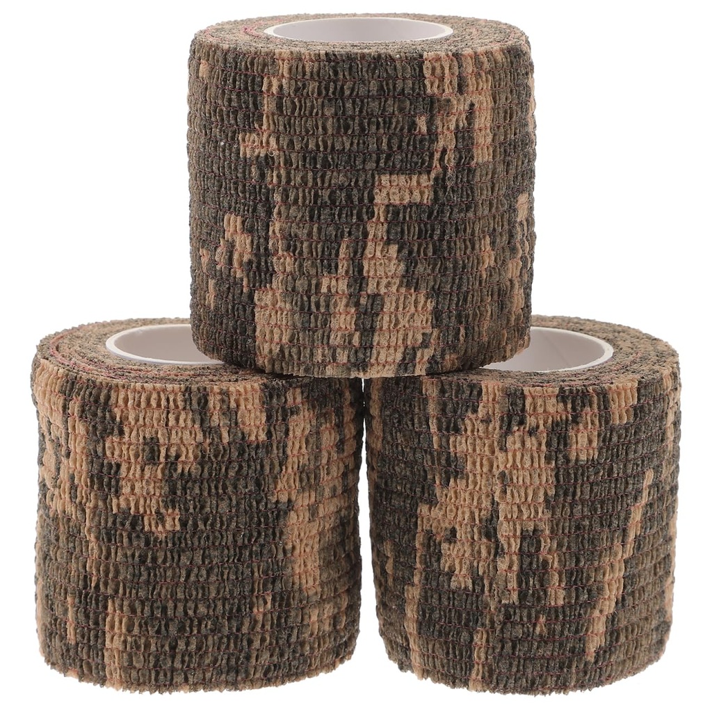 SOLUSTRE Outdoor Camouflage Tape 3 Rolls Self-Adhering Breathable Camo Wrap Tape for Hunting