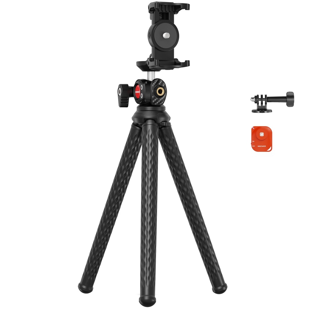 NEEWER Flexible Tripod With Remote, Mini Phone Tripod Stand Vlog Selfie Stick With Phone Holder
