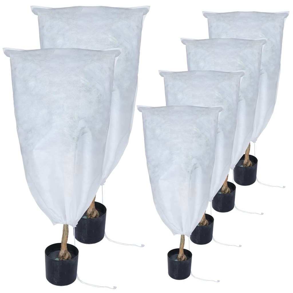 Shappy 4 Pcs 60x80cm & 2 Pcs 80x120cm Plant Fleece Frost Protection Covers 60 Gms with Draw