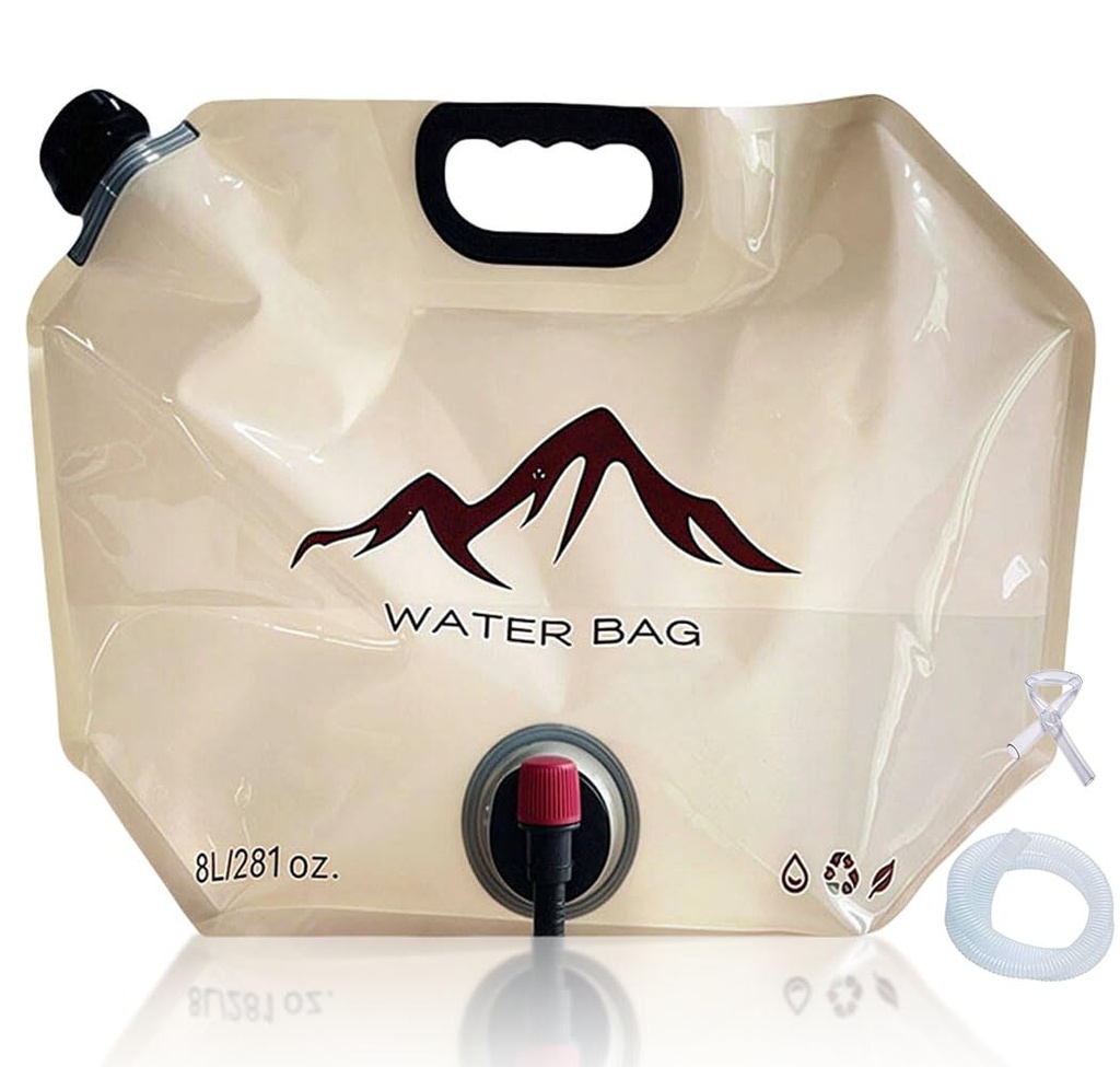 ZUMVIVIN Collapsible Camping Water Container 8L with 100cm Supply Pipe and 20cm Outlet Pipe