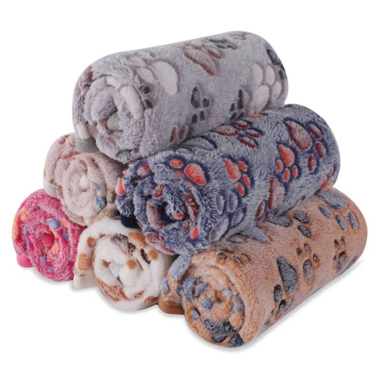 BVAGSS 6 Pack Small Dog Blanket, Super Soft Warm Pet Cover Blankets, Paw Print Puppy Fleece