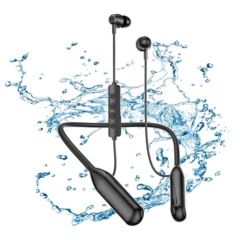 SOPPY Neckband Earphones Bluetooth 5.3 Wireless In-Ear Headphones with Mic, IPX6 Sport