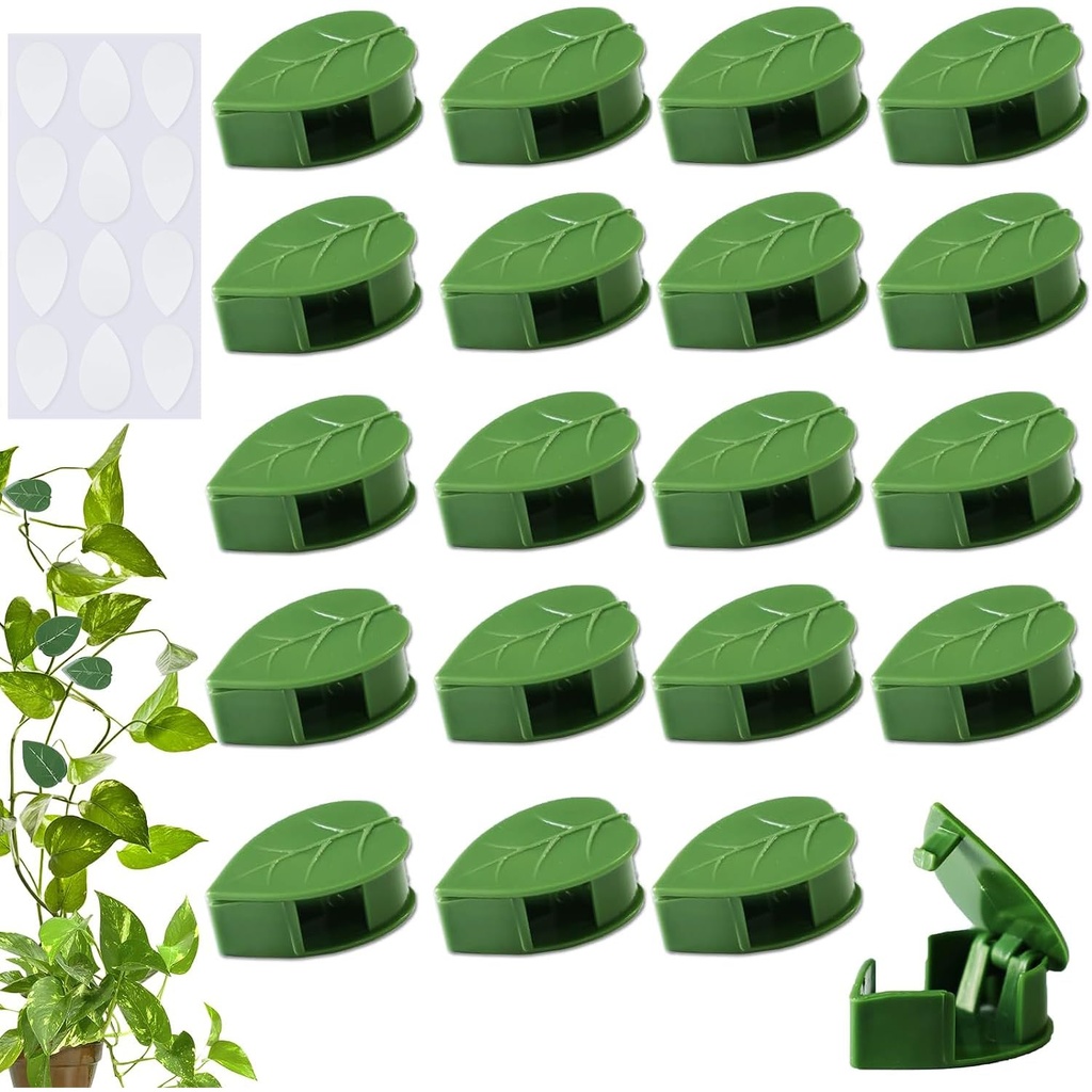 50 Pcs Plant Climbing Wall Fixture Clips with Adhesive Stickers Leaf Shaped Climbing Plant