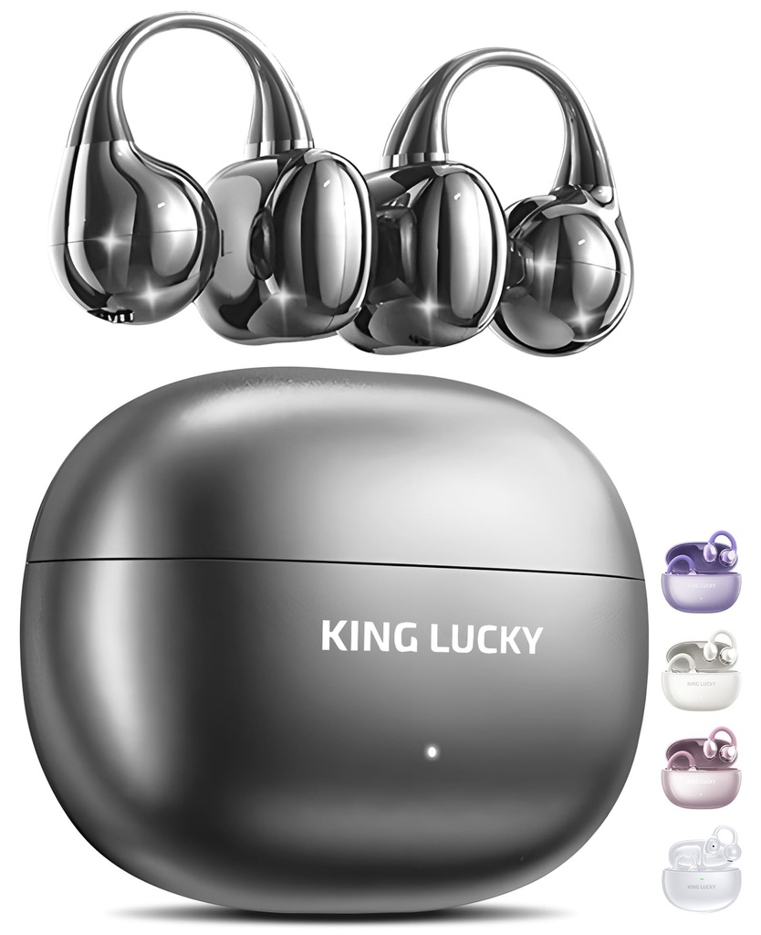 King Lucky i121 Open Ear Wireless Bluetooth 5.4 Clip-on Earbuds with Mic, 50H Playtime