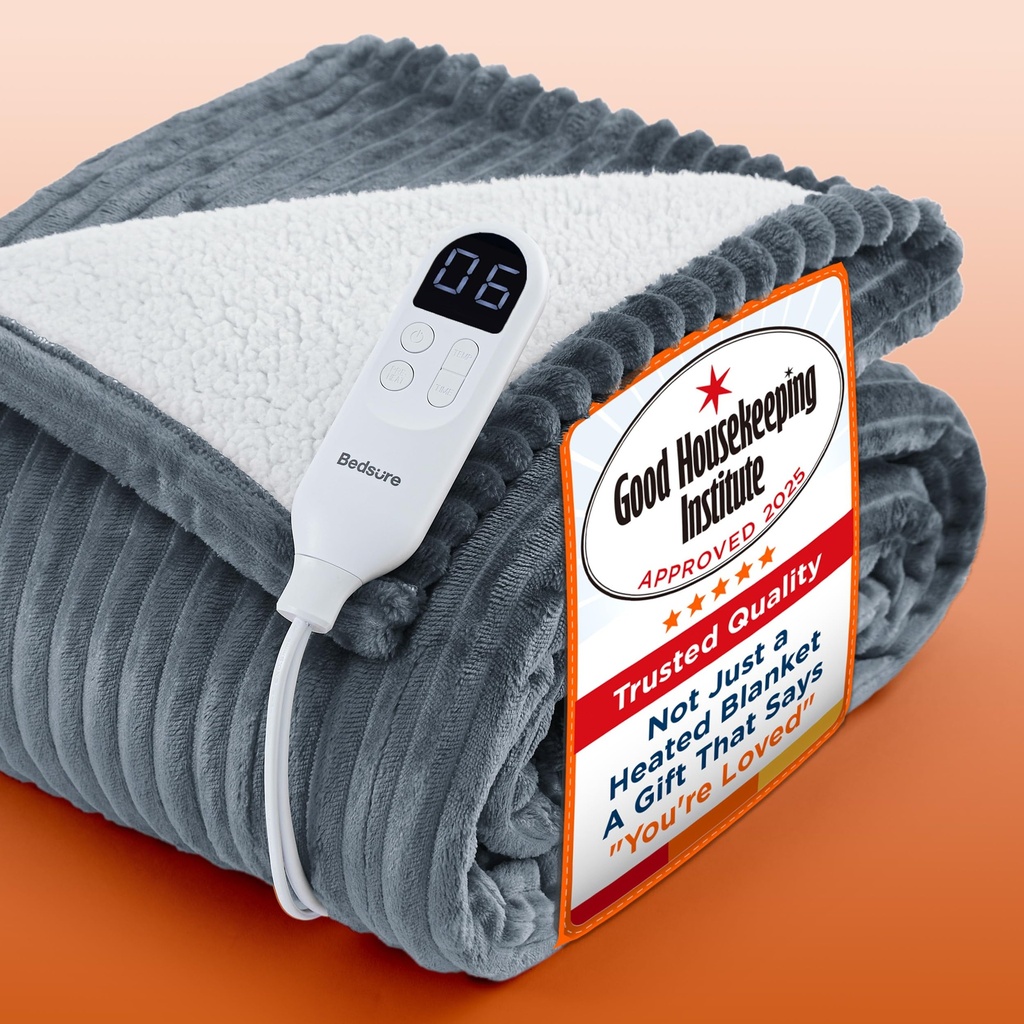 Bedsure Heated Blanket Electric Throw - Flannel Electric Blanket